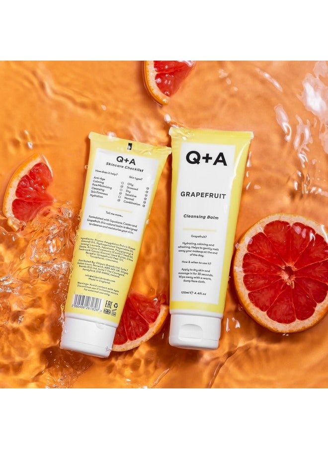 Q+A Grapefruit Cleansing Balm, Makeup Remover 125ml / 4.4fl Oz