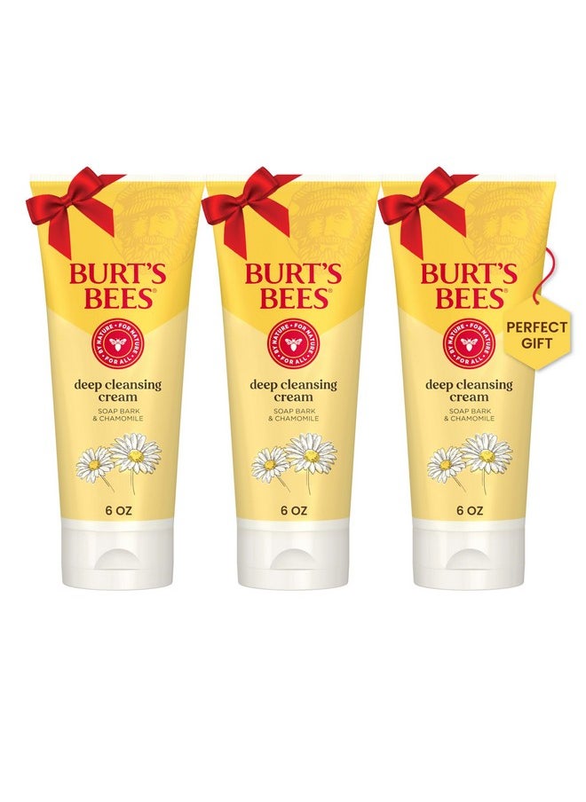 Burt's Bees Face Wash, Deep Facial Cleansing Cream, College Back to School Dorm Essentials, All Natural Cleanser with Chamomile, 6 Ounce (Pack of 3) (Packaging May Vary)