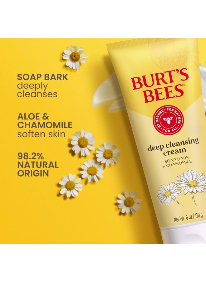 Burt's Bees Face Wash, Deep Facial Cleansing Cream, College Back to School Dorm Essentials, All Natural Cleanser with Chamomile, 6 Ounce (Pack of 3) (Packaging May Vary)