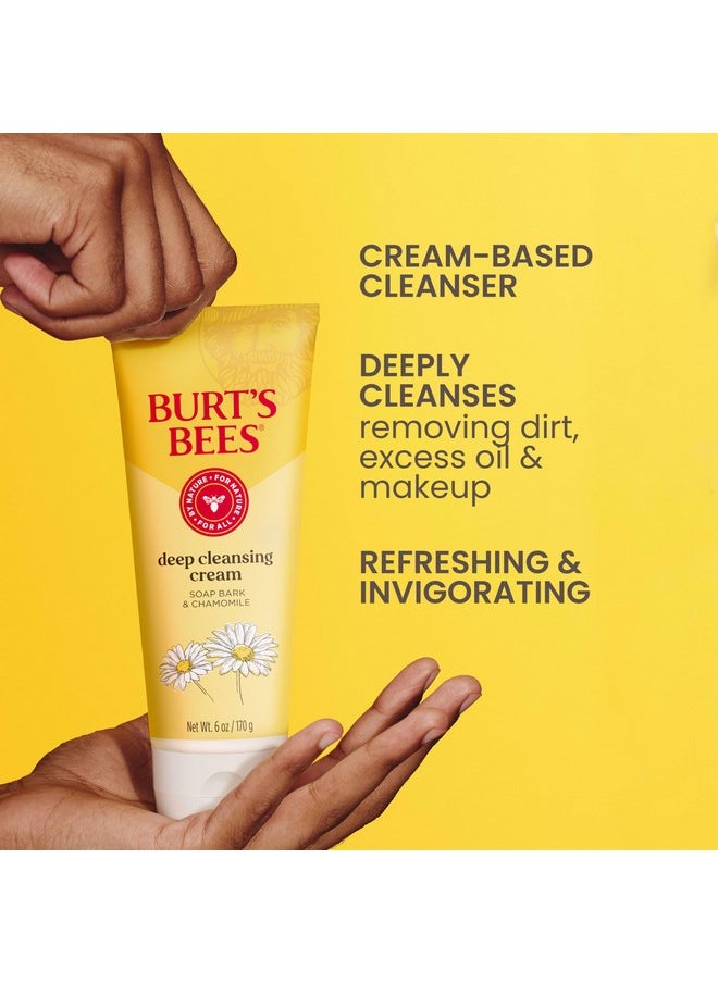 Burt's Bees Face Wash, Deep Facial Cleansing Cream, College Back to School Dorm Essentials, All Natural Cleanser with Chamomile, 6 Ounce (Pack of 3) (Packaging May Vary)