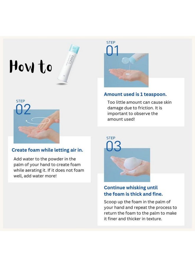 FANCL Facial Cleansing Powder - Japanese Facial Cleanser, Face Wash, Luxurious Foaming Lather, Hydrating, Preservative Free, Clean Skincare for Sensitive Skin [US Exclusive Edition]