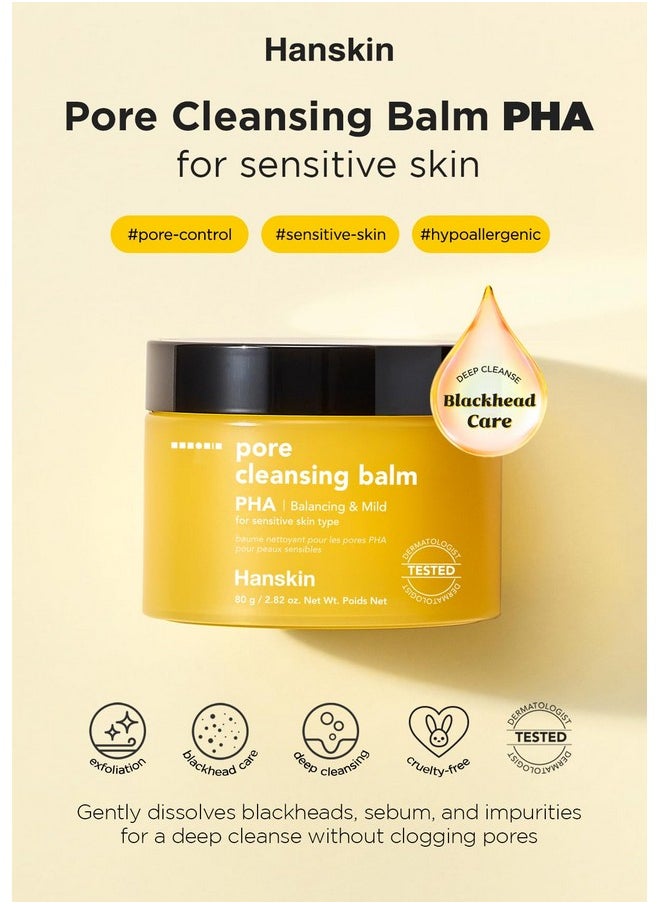 Hanskin PHA Pore Cleansing Balm, Gentle Blackhead Cleanser and Makeup Remover for Sensitive Skin [PHA/2.82 oz]