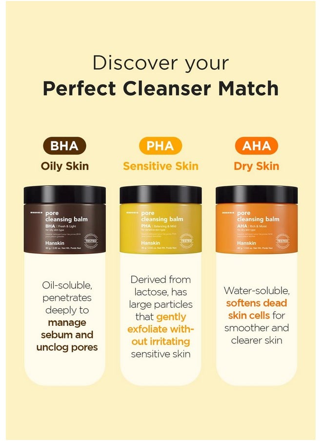 Hanskin PHA Pore Cleansing Balm, Gentle Blackhead Cleanser and Makeup Remover for Sensitive Skin [PHA/2.82 oz]