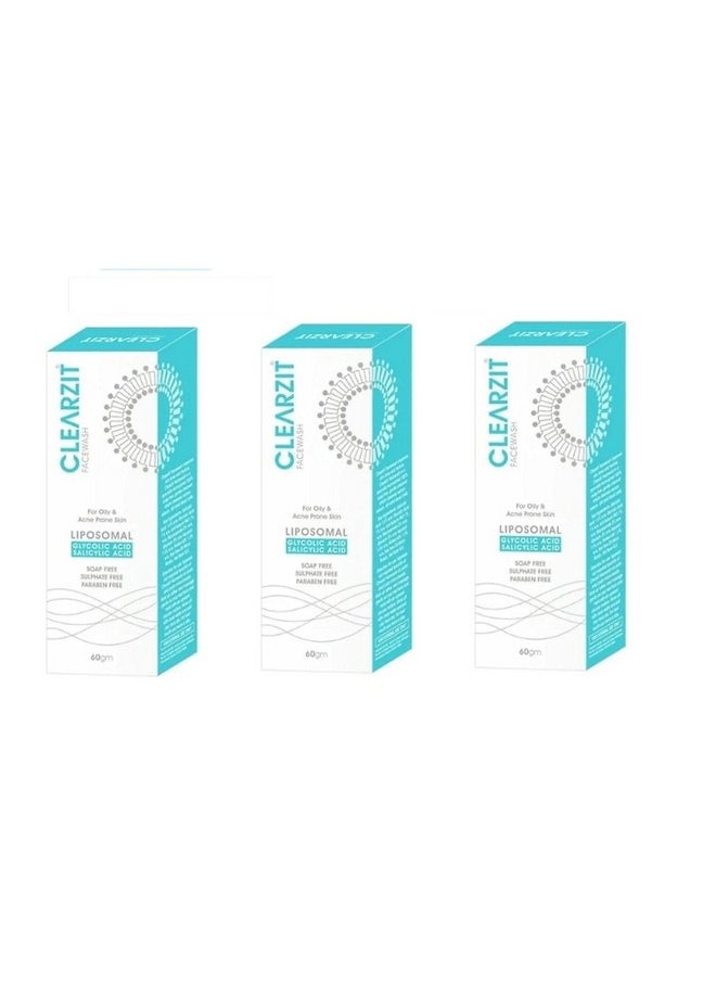 CLEARZIT FACE WASH FOR ACNE AND PRONE SKIN, [ PACK OF 3 ]