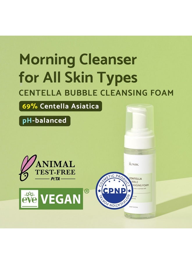 IUNIK Centella Bubble Foaming Vegan Facial Cleanser - 69% Centella Asiatica Extract, Soothing, Moisturizing, Exfoliating, Removes Pore Blackheads, Whiteheads, 5.07 Fl Oz
