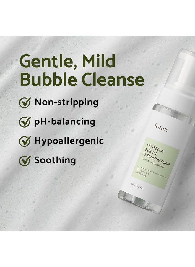 IUNIK Centella Bubble Foaming Vegan Facial Cleanser - 69% Centella Asiatica Extract, Soothing, Moisturizing, Exfoliating, Removes Pore Blackheads, Whiteheads, 5.07 Fl Oz