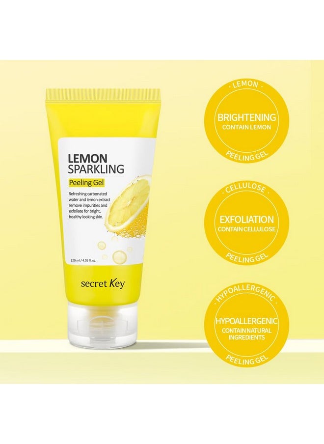 SECRETKEY Lemon Sparkling Peeling Gel, Deep Cleansing, Exfoliation, Skin Moisturization, Low Irritation for Sensitive Skin fl. 4.05 oz / 120 ml, Vitamin C and Refreshing Carbonated Water Synergy