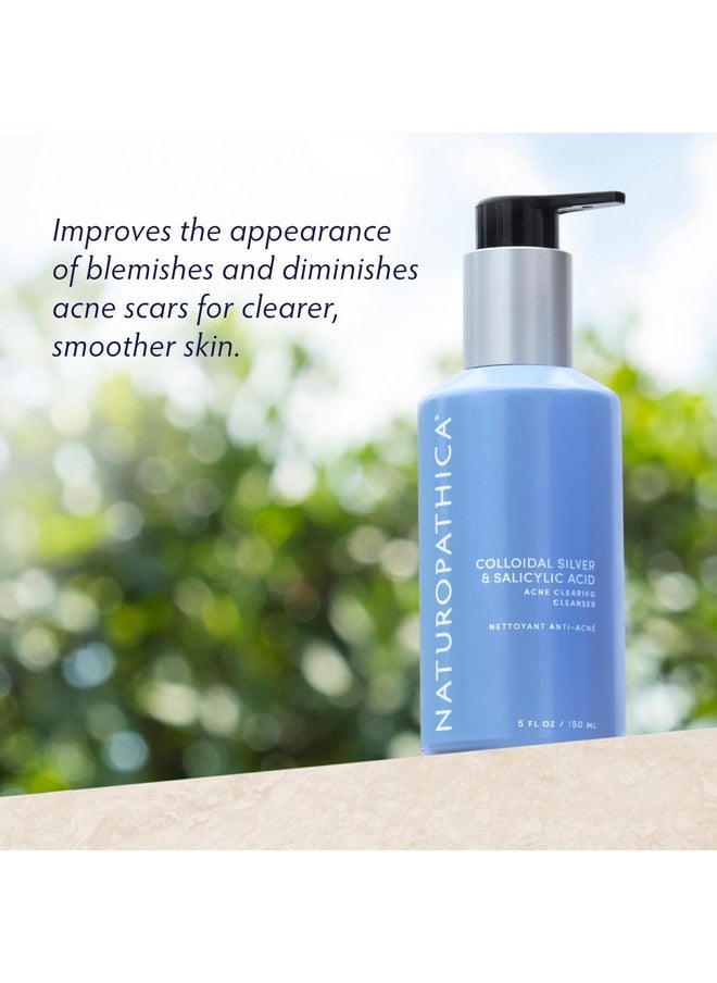 Naturopathica Colloidal Silver and Salicylic Acid Acne Clearing Cleanser, Reduce Blemishes and Acne Scars, Clarifying Face Wash for Men and Women, 5 fl oz