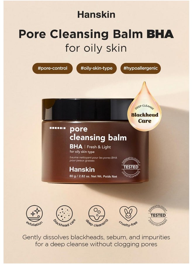 Hanskin BHA Pore Cleansing Balm, Gentle Blackhead Cleanser and Makeup Remover for Combination and Oily Skin [BHA/2.82 oz]