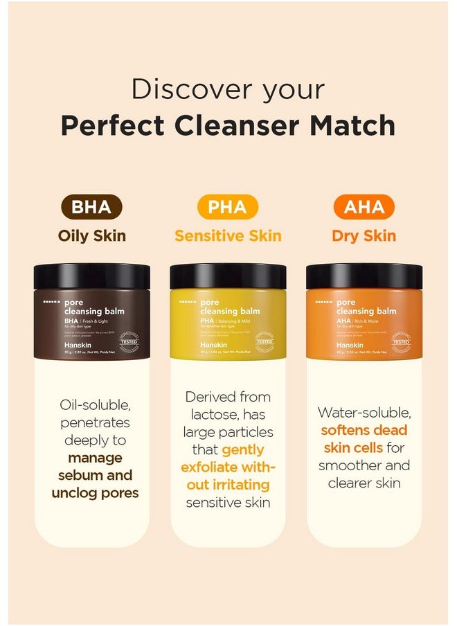 Hanskin BHA Pore Cleansing Balm, Gentle Blackhead Cleanser and Makeup Remover for Combination and Oily Skin [BHA/2.82 oz]