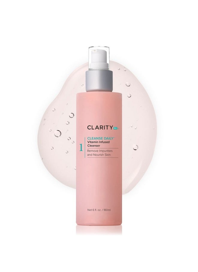ClarityRx Cleanse Daily Vitamin-Infused Face Wash, Natural Plant-Based Moisturizing Facial Cleanser with Vitamins & Antioxidants, Deep Cleansing, Natural, Paraben Free, for All Skin Types (6 fl oz)