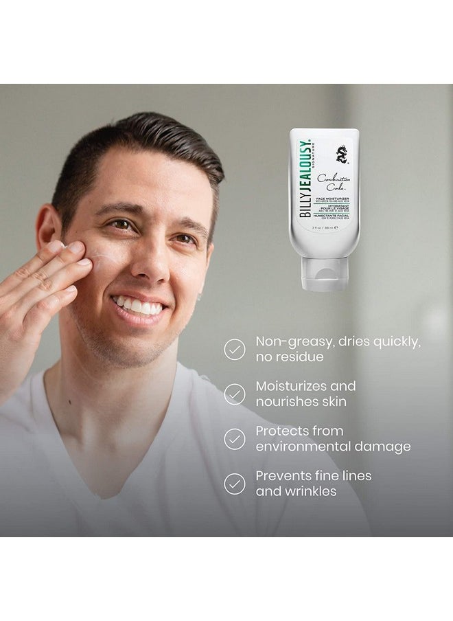 Billy Jealousy Face3Some Face Trio Vegan Mens Skin Care Kit with Travel Size Daily Facial Cleanser, Exfoliating Facial Cleanser and Face Moisturizer, Gentle Fresh Scent