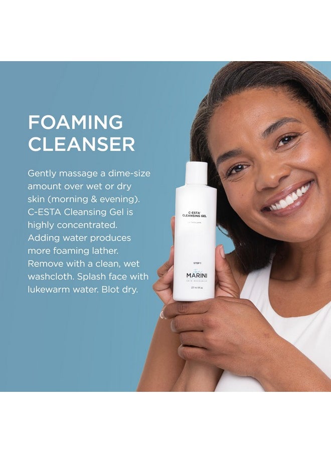 Jan Marini Skin Research C-ESTA Cleansing Gel - Daily Facial Cleanser with Vitamin C - Skincare Face Wash for Oily, Dry & Combo Skin - Gel Face Cleanser - 8 fl oz