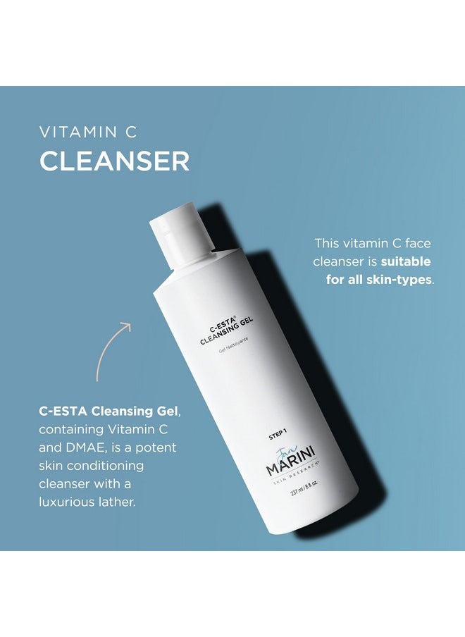 Jan Marini Skin Research C-ESTA Cleansing Gel - Daily Facial Cleanser with Vitamin C - Skincare Face Wash for Oily, Dry & Combo Skin - Gel Face Cleanser - 8 fl oz