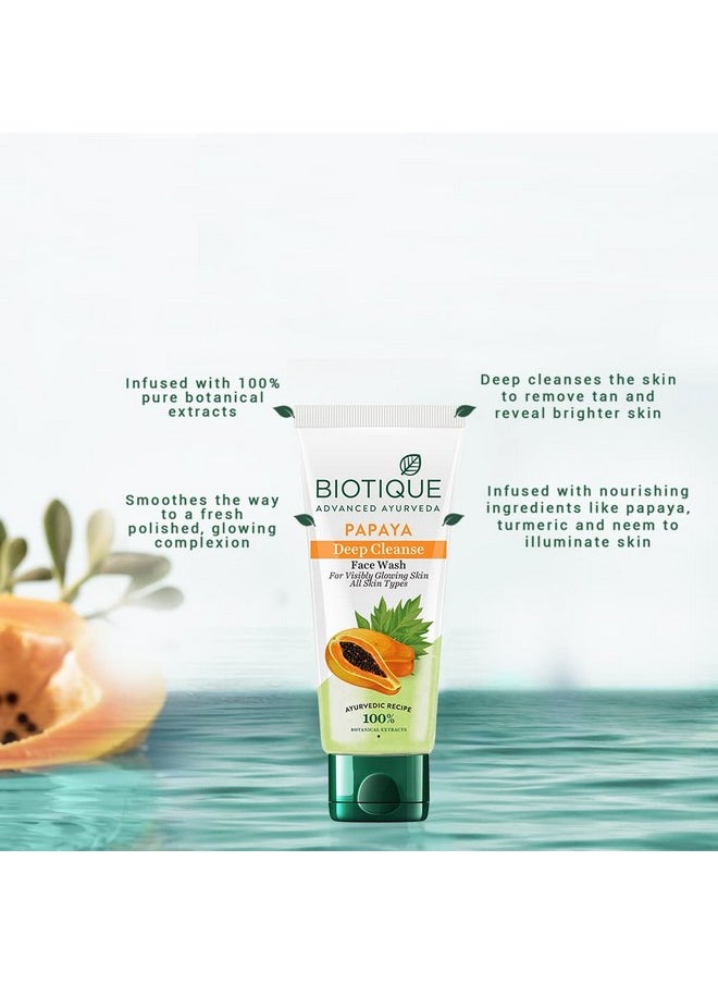 Biotique Bio Papaya Exfoliating Face Wash For All Skin Types, 150ml / 3.38 Fl. Oz.