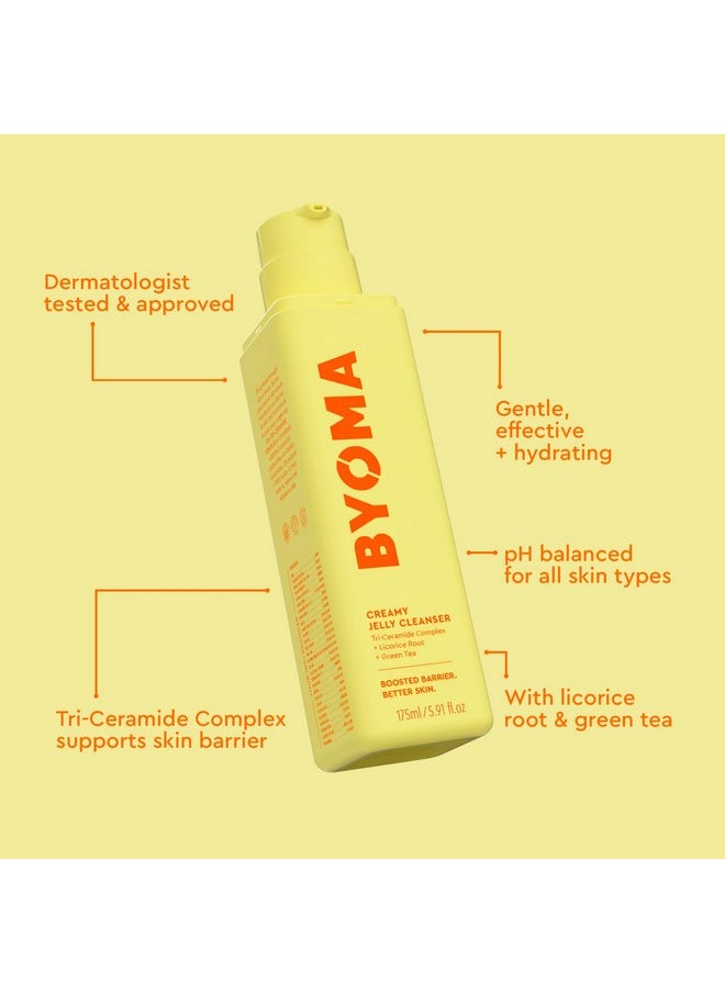 BYOMA Creamy Jelly Cleanser - Hydrating Facial Cleanser for Skin Barrier Repair -Tri-Ceramide Face Wash for Sensitive Skin & All Skin Types - Gently Removes Makeup & Excess Oil - 5.91 fl oz
