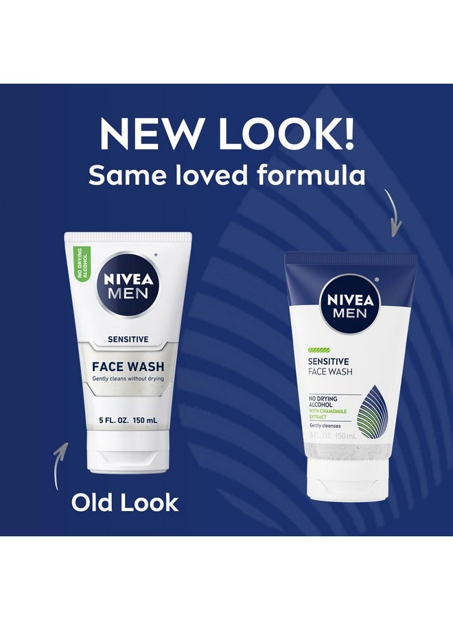 Nivea Men Sensitive Face Wash with Vitamin E and Chamomile Extract, No Drying Alcohol, Gentle Face Wash for Men with Sensitive Skin, 5 Fl Oz Tube