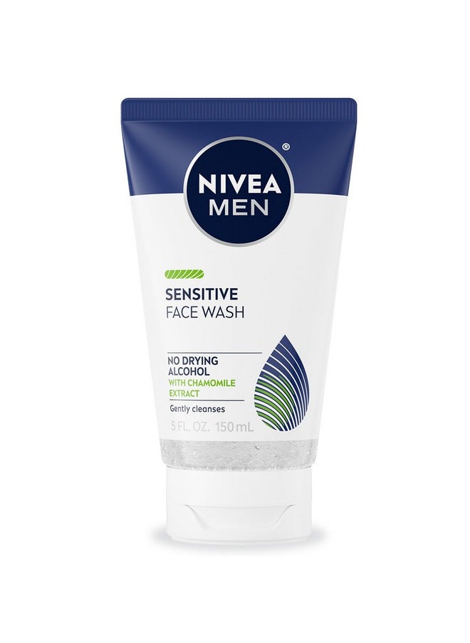 Nivea Men Sensitive Face Wash with Vitamin E and Chamomile Extract, No Drying Alcohol, Gentle Face Wash for Men with Sensitive Skin, 5 Fl Oz Tube