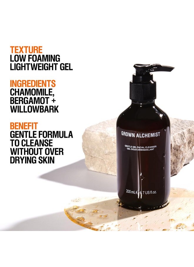 Grown Alchemist Gentle Gel Facial Cleanser with Bergamot and Rosebud. Hydrating Exfoliating Face Wash with Willow Bark, a Salicylic Acid Alternative. Natural Facewash for Men and Women