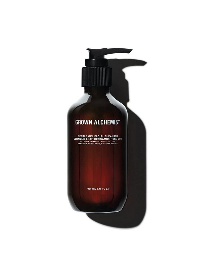 Grown Alchemist Gentle Gel Facial Cleanser with Bergamot and Rosebud. Hydrating Exfoliating Face Wash with Willow Bark, a Salicylic Acid Alternative. Natural Facewash for Men and Women