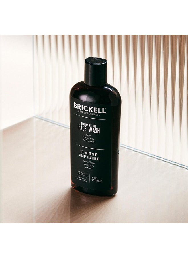 Brickell Men's Clarifying Gel Face Wash for Men, Natural and Organic Rich Foaming Daily Facial Cleanser Formulated With Geranium, Coconut and Aloe, 8 Ounce, Scented