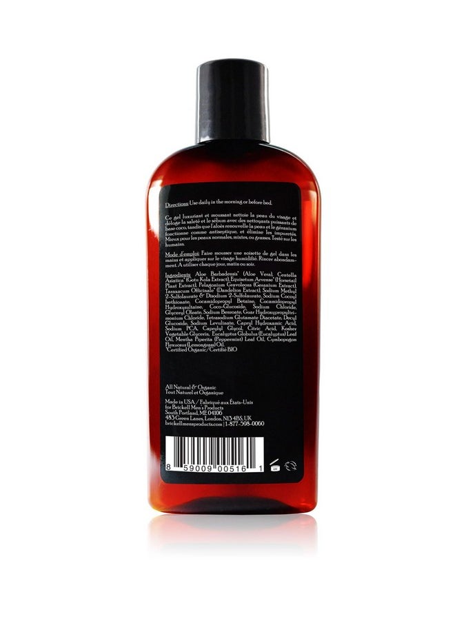 Brickell Men's Clarifying Gel Face Wash for Men, Natural and Organic Rich Foaming Daily Facial Cleanser Formulated With Geranium, Coconut and Aloe, 8 Ounce, Scented