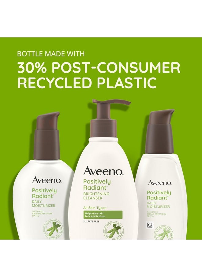 Aveeno Positively Radiant Brightening Facial Cleanser for Sensitive Skin, Targets Dull Skin, Moisture Rich Soy Extract, Non-Comedogenic, Oil- & Soap-Free, Hypoallergenic, 11 Fl. Oz
