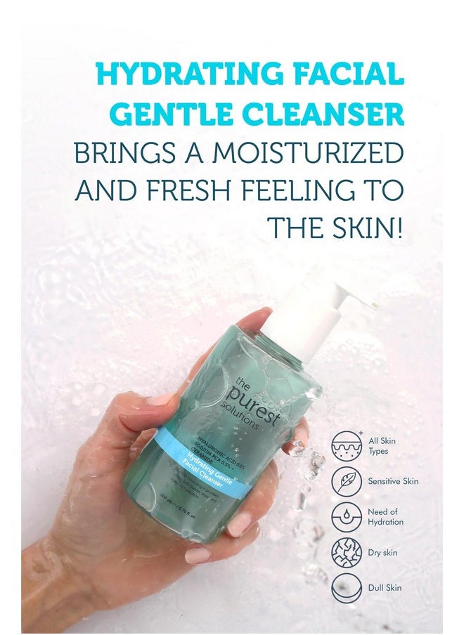 The Purest Solutions Hydrating Gentle Facial Cleanser (0.5% Hyaluronic Acid & 0.5% Sodium PCA Ceramide) - Exfoliating Salicylic Acid Cleanser for All Skin Types - Vegan | Cruelty Free (6.76 fl. oz)
