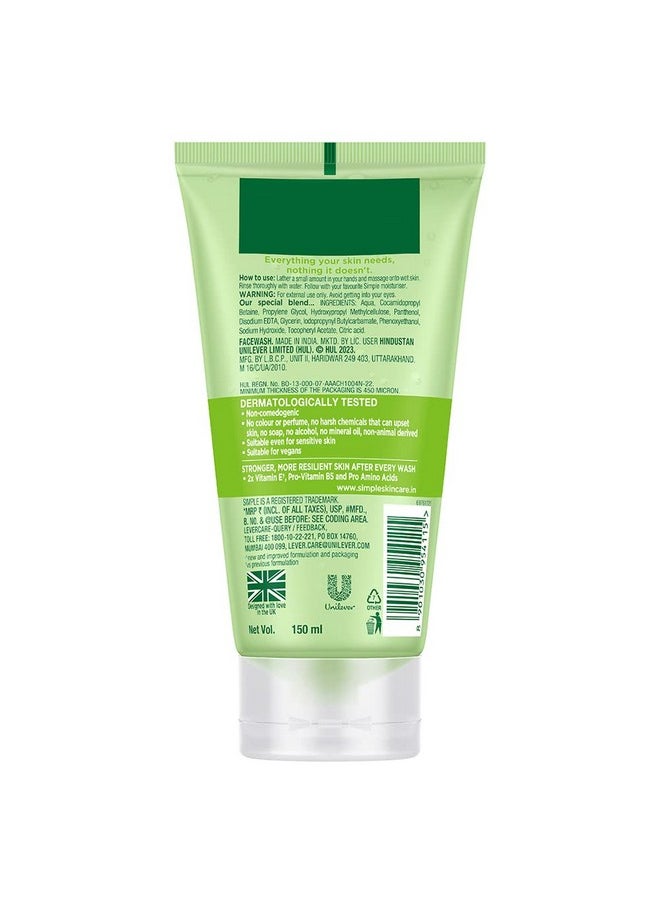 Simple Kind To Skin Refreshing Face Wash 150 ml | 100% soap-free gentle cleanser for sensitive, dry & oily skin, for women & men