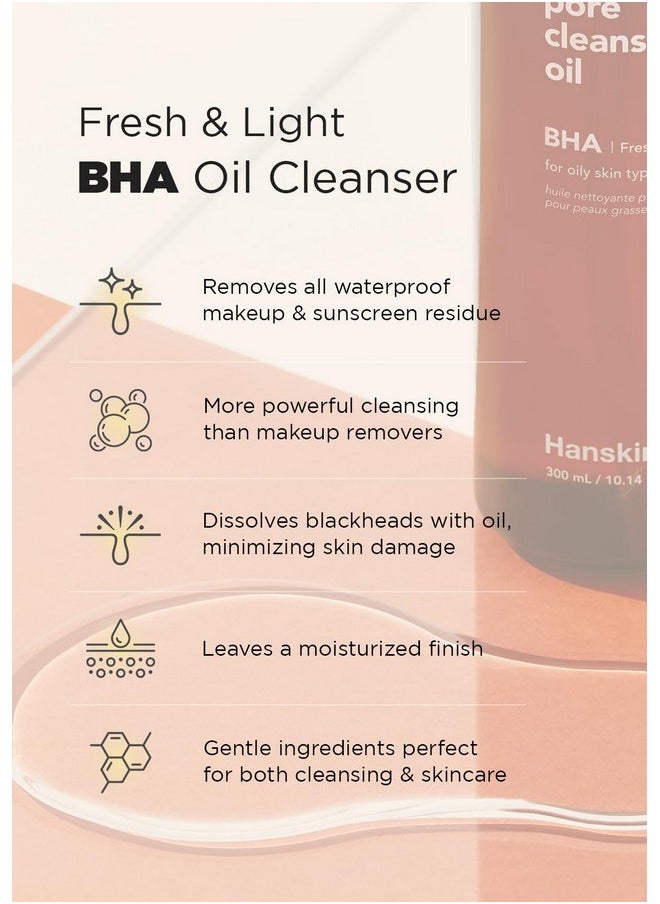 Hanskin BHA Pore Cleansing Oil, Gentle Blackhead Cleanser and Makeup Remover for Combination and Oily Skin, Korean Skincare [BHA/10.14 oz]