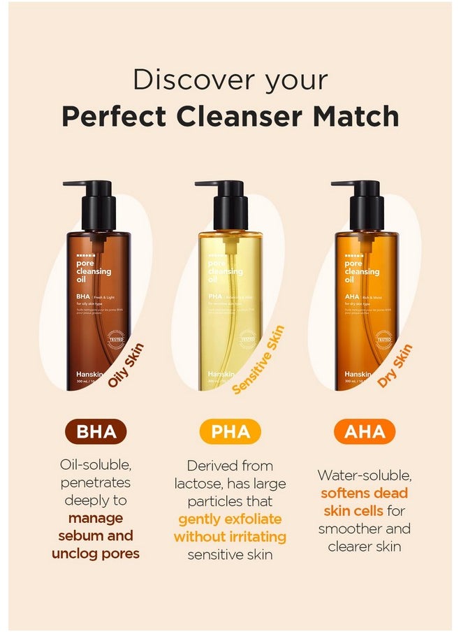 Hanskin BHA Pore Cleansing Oil, Gentle Blackhead Cleanser and Makeup Remover for Combination and Oily Skin, Korean Skincare [BHA/10.14 oz]