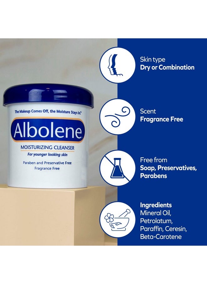 Albolene Face Moisturizer and Makeup Remover, Facial Cleanser and Cleansing Balm, Fragrance Free Cream, 12 oz (2 Pack)