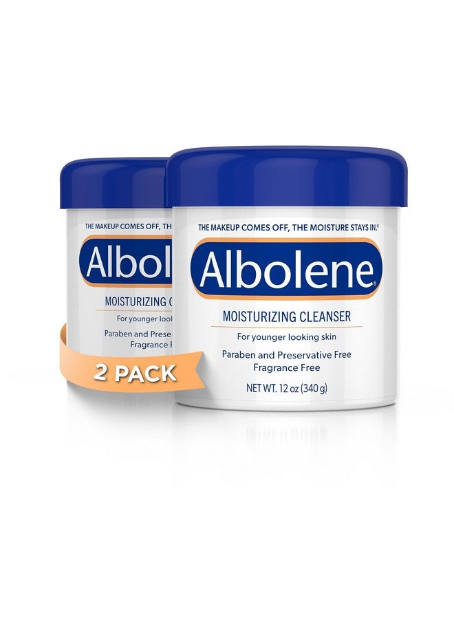 Albolene Face Moisturizer and Makeup Remover, Facial Cleanser and Cleansing Balm, Fragrance Free Cream, 12 oz (2 Pack)