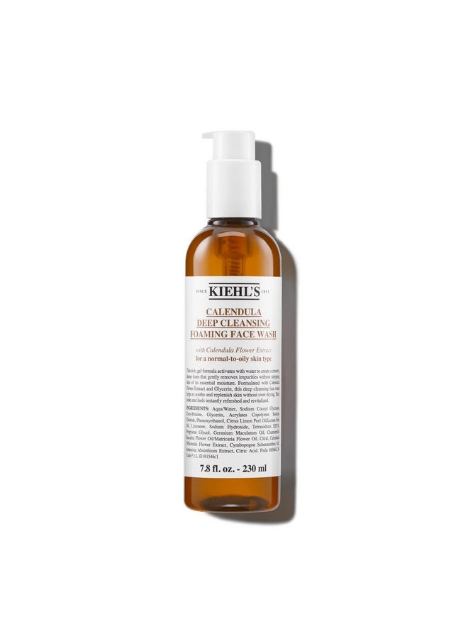 Kiehl's Calendula Deep Cleansing Face Wash, Balances Skin While Gently Removing Impurities, Soothing and Refreshing, Boosts Moisture Barrier for Soft-Feeling Skin, Paraben + Sulfate Free - 7.8 fl oz