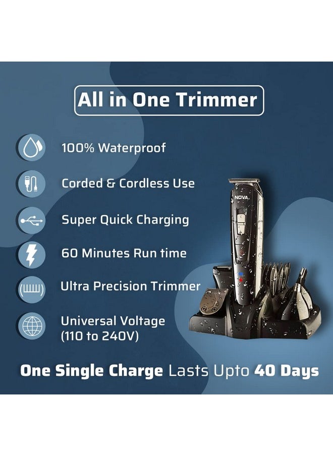 Ng 1151 All In One 100% Waterproof Corded N Cordless: 60 Minutes Runtime Grooming Kit For Men (Black)