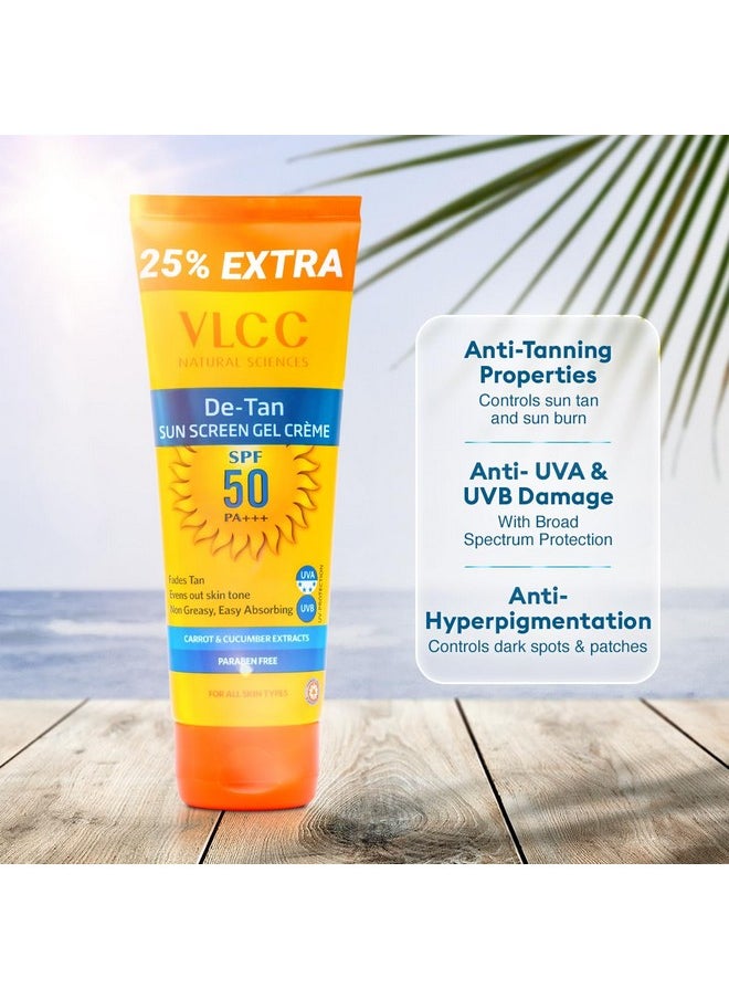 VLCC De Tan SPF 50 Sunscreen Gel Creme with PA+++ | 3.53 Oz/100 gm