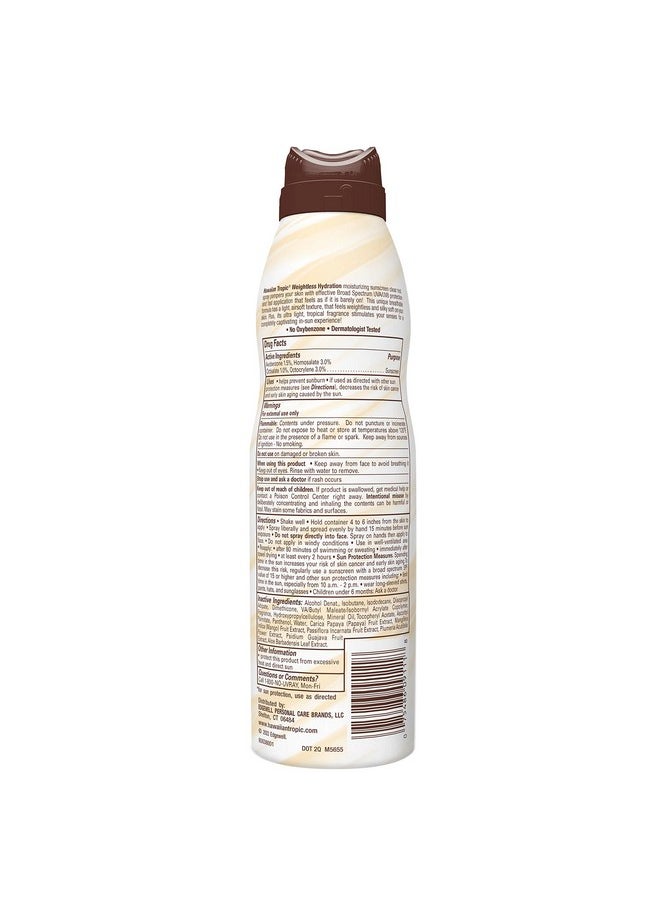 Hawaiian Tropic Weightless Hydration Clear Spray Sunscreen SPF 15, 6oz | Hawaiian Tropic Sunscreen SPF 15, Sunblock, Oxybenzone Free Sunscreen, Spray On Sunscreen, Body Sunscreen Spray, 6oz