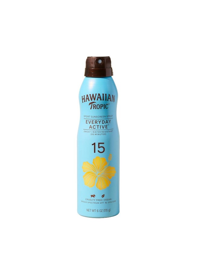 Hawaiian Tropic Everyday Active Clear Spray Sunscreen SPF 15, 6oz | Hawaiian Tropic Sunscreen SPF 15, Sunblock, Oxybenzone Free Sunscreen, Spray On Sunscreen, Body Sunscreen Spray, 6oz
