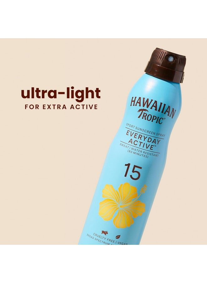 Hawaiian Tropic Everyday Active Clear Spray Sunscreen SPF 15, 6oz | Hawaiian Tropic Sunscreen SPF 15, Sunblock, Oxybenzone Free Sunscreen, Spray On Sunscreen, Body Sunscreen Spray, 6oz