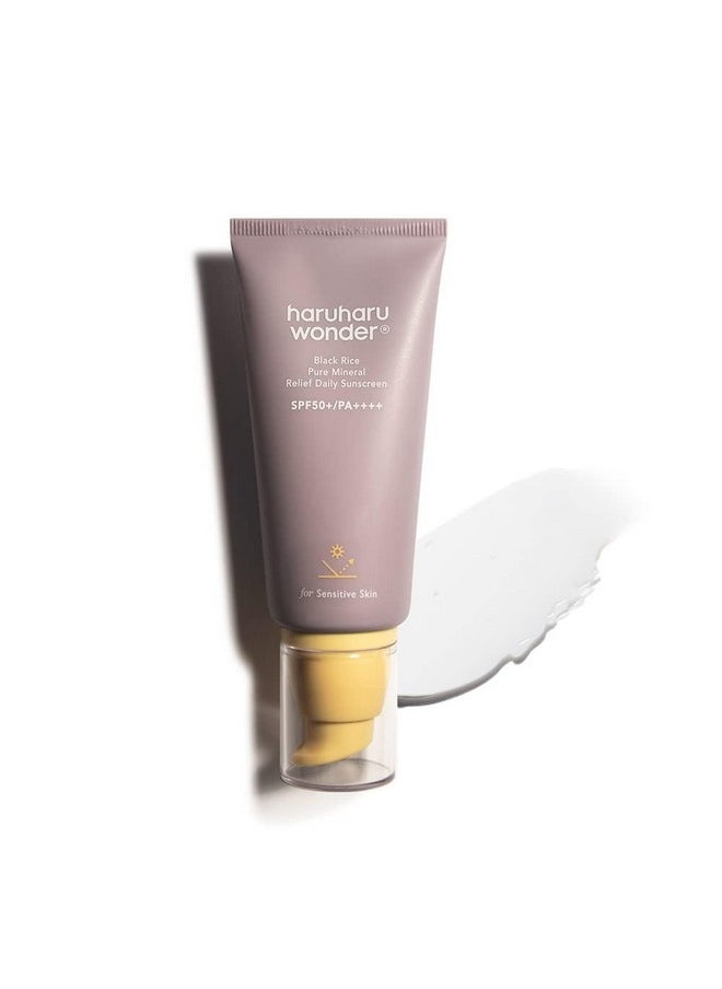 Haruharu Wonder Black Rice Pure Mineral Relief Daily Sunscreen, SPF50+/PA++++, Broad Spectrum UVA/UVB, Octinoxate & Oxybenzone Free, Hyaluronic Acid, Niacinamide (50ml / 1.69fl.oz)