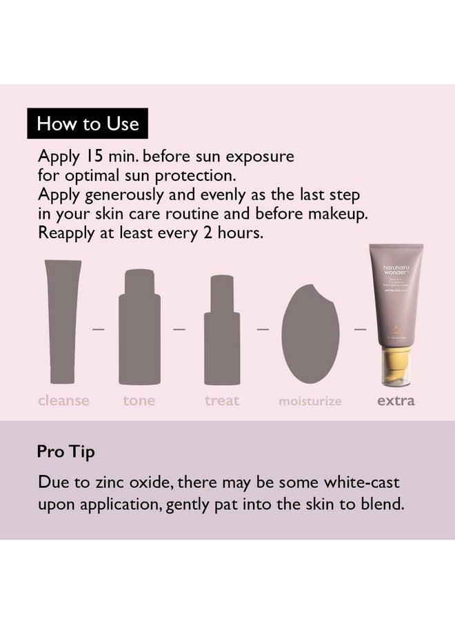 Haruharu Wonder Black Rice Pure Mineral Relief Daily Sunscreen, SPF50+/PA++++, Broad Spectrum UVA/UVB, Octinoxate & Oxybenzone Free, Hyaluronic Acid, Niacinamide (50ml / 1.69fl.oz)