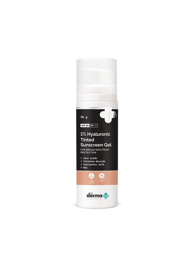 The Derma Co Derma Co 1% Hyaluronic Tinted Sunscreen SPF 60 Gel For All Skin For Broad Spectrum Protection 50.0 Gm Pack, 1 Count