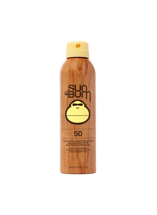 Sun Bum Original SPF 50 Sunscreen Spray Vegan and Hawaii 104 Act Compliant (Octinoxate & Oxybenzone Free) Broad Spectrum Moisturizing UVA/UVB Sunscreen with Vitamin E 6 oz, natural