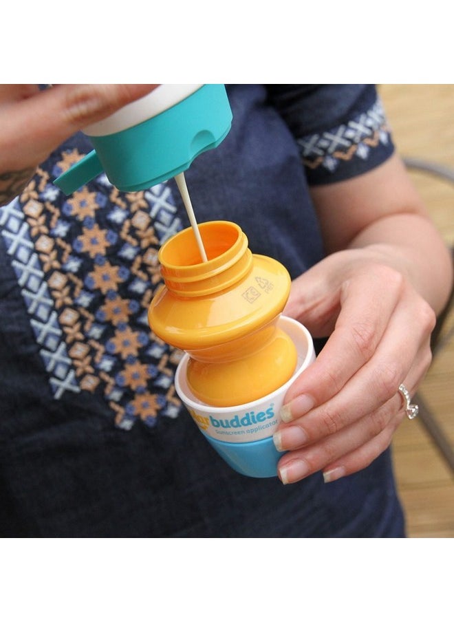 Solar Buddies Sunscreen Applicator - Single Green - BPA-Free Refillable Roll on Sponge Sunscreen, Suncream & Lotion Applicator For Kids, Adults & Families - Holds 3.4fl oz, Perfect Size for Travel