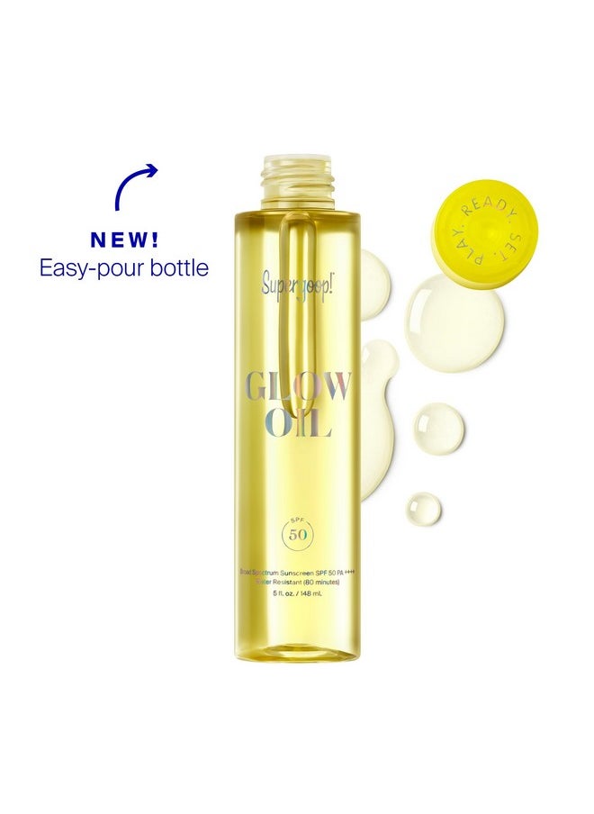 Supergoop! Glow Oil - 5 fl oz - SPF 50 PA++++ Vitamin E Body Oil + Broad Spectrum Sunscreen Protection - With Marigold, Meadowfoam & Grape Seed Extracts