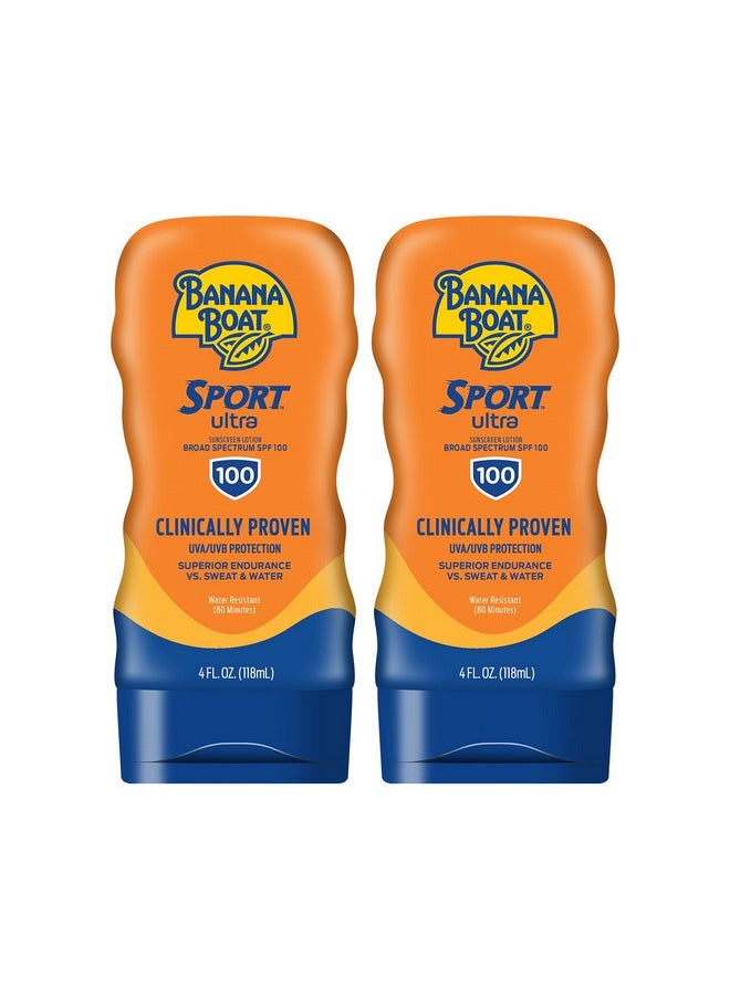 Banana Boat Sport Ultra SPF 100 Sunscreen Lotion, 4oz | Banana Boat Sunscreen Lotion SPF 100, Banana Boat Sunscreen SPF 100 Lotion, High SPF Sunscreen Pack SPF 100, 4oz each Twin Pack