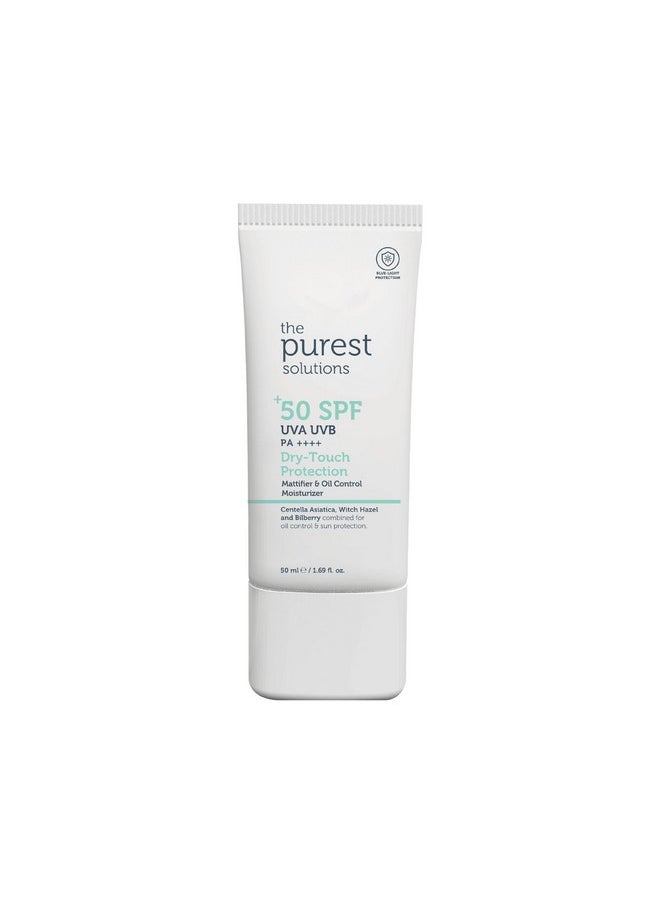 The Purest Solutions Dry-Touch Protection (Mattifier & Oil Control Moisturizer SPF 50+) - Combined with Witch Hazel & Bilberry - Oily Skin Type - Vegan | Cruelty Free | Eco Friendly (1.69 fl. oz)