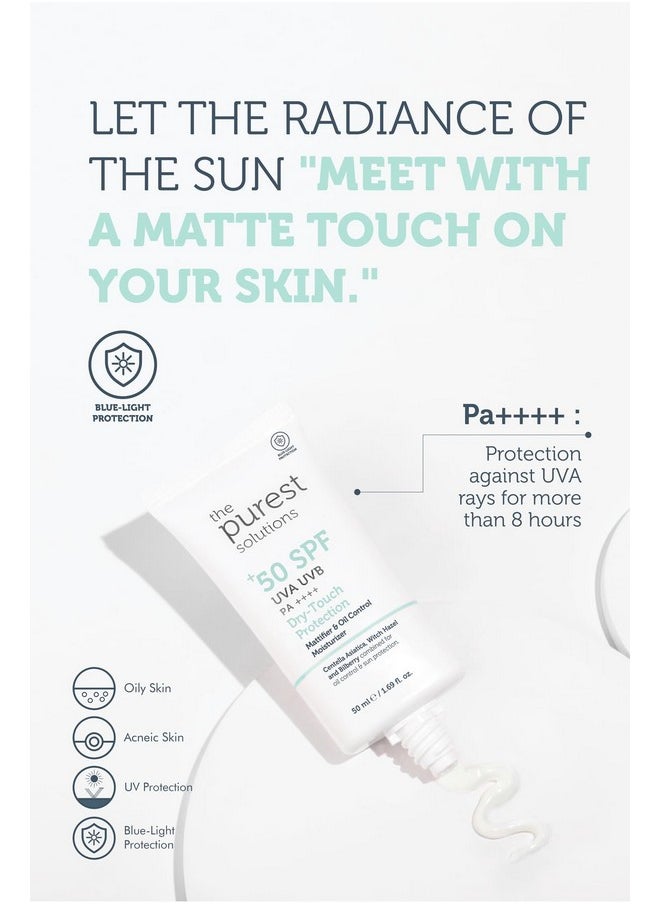 The Purest Solutions Dry-Touch Protection (Mattifier & Oil Control Moisturizer SPF 50+) - Combined with Witch Hazel & Bilberry - Oily Skin Type - Vegan | Cruelty Free | Eco Friendly (1.69 fl. oz)