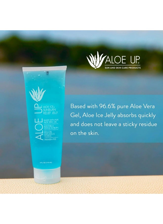 ALOE UP Aloe Ice Sunburn Relief Jelly - Face and Body Organic After Sun Gel - With 96.6% Pure Aloe Vera Gel - Reef Safe - Alcohol- and Fragrance-Free - 4 Oz