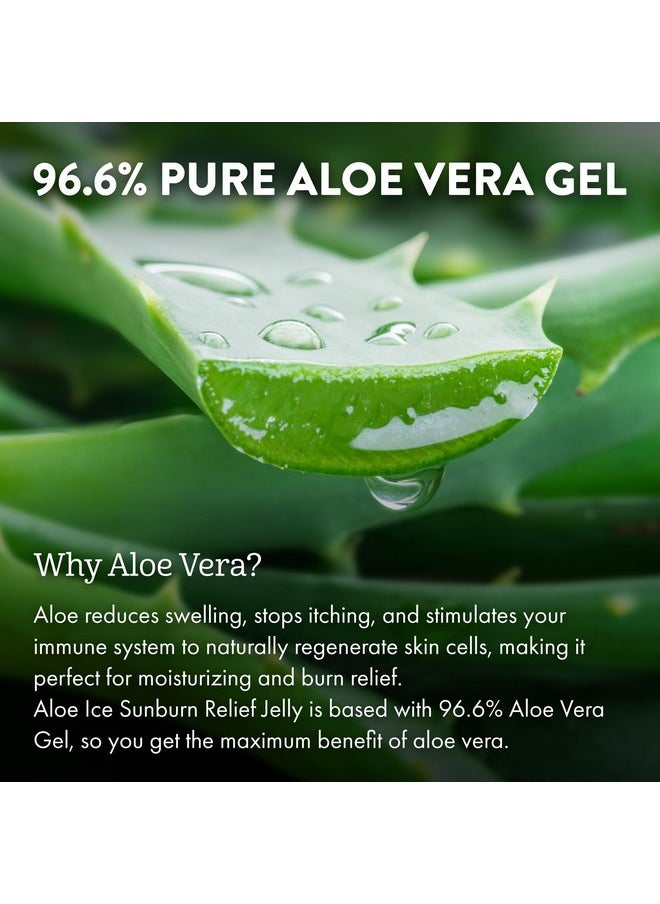ALOE UP Aloe Ice Sunburn Relief Jelly - Face and Body Organic After Sun Gel - With 96.6% Pure Aloe Vera Gel - Reef Safe - Alcohol- and Fragrance-Free - 4 Oz